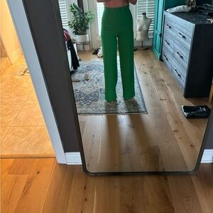 Bright Green Wide-Leg Trouser Pants